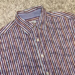 R&G London Robert Graham Button Shirt Men Size Medium Stripe Paisley Preppy
